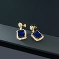 thumbnail image 5 of Gem Stone King 18K Yellow Gold Plated Silver Blue Created Sapphire Dangle Earrings for Women (20.60 Cttw, Gemstone September Birthstone, Octagon 14X10MM), 5 of 5