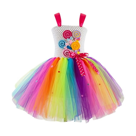

Zlekejiko Toddler Girls Sleeveless Babys Birthday Dresses Girl Party Tutu Princess Dress Kids Rainbow Dress Girl 12 Years Old Dress Christmas Pattern Dress Girls