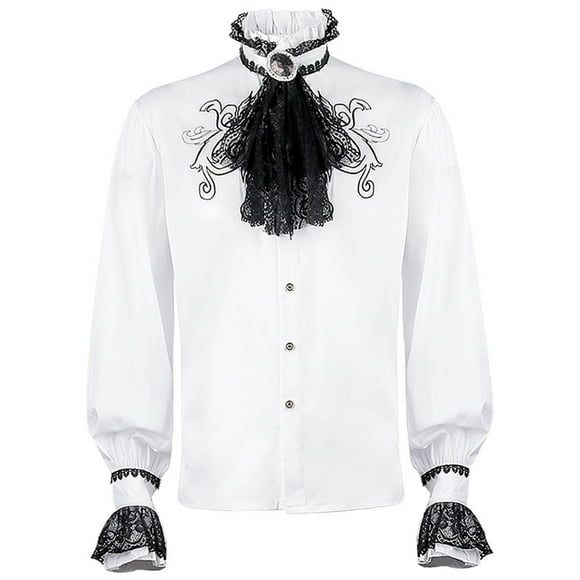 EQWLJWE Summer Saving Clearance ! Men Gothic Pullover Long Sleeve Ruffled Renaissance Shirt Steampunk Trumpet Sleeve Top Medieval Costume Clothing Autumn Long Sleeve Top for Man