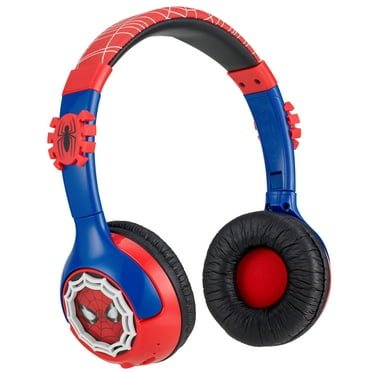 Ekids, Spider-Man, Bluetooth Over Ear Headphones with Cord, Red and Blue, Children Ages 6 and up