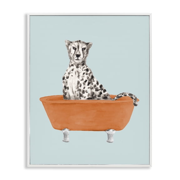 Stupell Industries Modern Turquoise Cheetah in Tub White Framed Giclee Art, 24 x 30, by Lanie Loreth