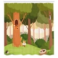 thumbnail image 2 of Ambesonne Hedgehog Shower Curtain, Cartoon Forest Landscape, 69"Wx70"L, Lime Green and Pale Caramel, 2 of 4