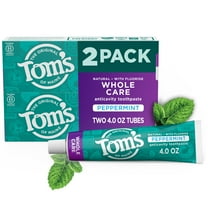 Tom’s of Maine Whole Care Natural Toothpaste with Fluoride, Peppermint, 2 Pack, 4.0 Oz