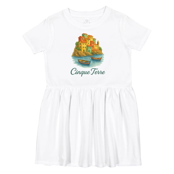 Inktastic Cinque Terre Coastal Illustration Girls Toddler Dress