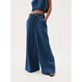 thumbnail image 4 of Women'S Drawstring Wide Leg Jeans Low Waisted Loose Fit Denim Pants Blue XS, 4 of 9