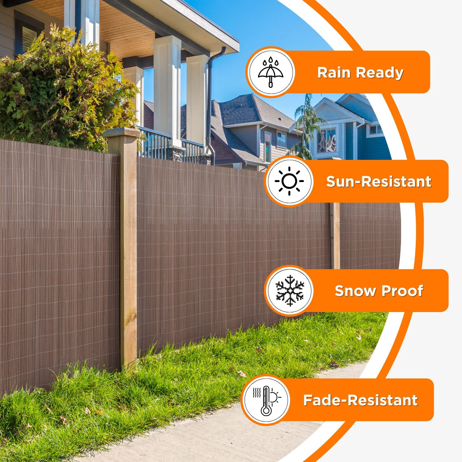Backyard X-Scapes 6 ft x 8 ft All-Weather Synthetic Bamboo Fencing for Outdoors, Privacy Fence for yard,  Fence Panel, Tan