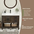 thumbnail image 5 of ELECWISH 36" Bathroom Vanity with Sink Combo, Rustic Farmhouse Vanity Cabinet with Ceramic Under Mount Sink, Faucet and Pop Up Drain Set, Two Sliding Drawers and Open Shelf, Rustic Brown​​, 5 of 11