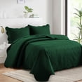 thumbnail image 3 of Moonlight20015 3 Piece Quilt Set Lightweight Microfiber Bedspread Modern Floral Embossing Emerald Green King, 3 of 9