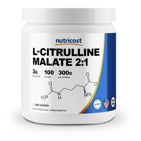 Nutricost L-Citrulline Malate (2:1) Powder 300 Grams (Best Arginine Citrulline Supplement)
