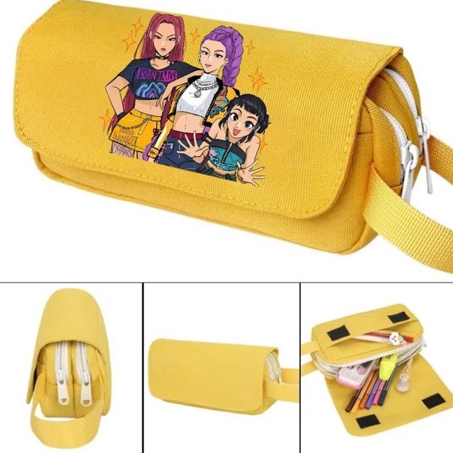 Kpop Demon Hunters Large Pencil Case with Zipper 7.8" Storage Pen Bag Organizer Stationery, Portable Makeup Bag Best Cute Xmas Collectible Birthday Gift