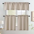 thumbnail image 6 of OVZME Bethany 2 Panels Small Cafe Curtains 30 Inch Length, Faux Linen Textured Half Window Curtains for Kitchen Bathroom Farmhouse Country, Light Filtering Linen Short Curtains, Each 30"Wx30"L LINEN, 6 of 7
