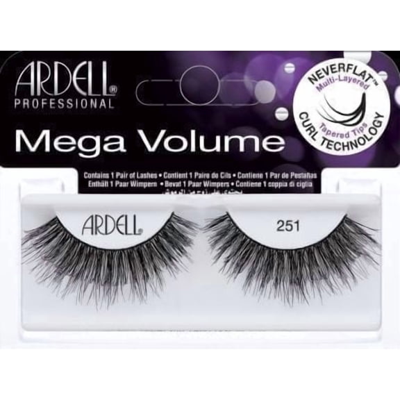 Ardell Mega Volume Lash 251 Long Black False Eyelashes Multi-Layered High-Impact Strip Lashes