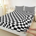 thumbnail image 3 of Manfei Geometric Plaid Twin Sheet Set,Classic Checkerboard White Black,Breathable Decor For Kids,3-Piece, 3 of 7