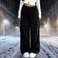 thumbnail image 2 of Levmjia Women's Fuzzy Sweatpants Winter Warm Plush Wide Leg Pants High Waisted Elastic Waist Casual Loose Fit Long Trousers with Pockets Solid Color Cozy Lounge Pants, 2 of 5
