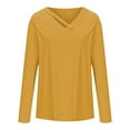 thumbnail image 4 of Blmnix Women Blouses for Work Yellow V-Neck Womens Tops Plus Size Long Sleeve Hollow Out Tops, 4 of 6