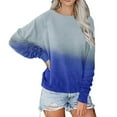 thumbnail image 1 of Hauts et Blouses d'Été pour Femmes 2023, T-shirt Décontracté à Manches Raglan, Col Rond, Dégradé de Couleur, Automne Hiver, en Liquidation, 1 of 4