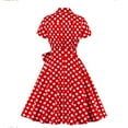 thumbnail image 6 of Kaemgyyd Polka Dot Dress for Women Vintage Short Sleeves Retro 1950s Dress Cute A-Line Bow Belt Cocktail Dress for Party Fall, 6 of 6
