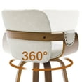 thumbnail image 5 of 26" Swivel Bar Stools Set of 4, 360° Counter Height Bar Stool with Back & Arms, Farmhouse Upholstered Barstool with Walnut Frame Faux Leather Counter Chair for Kitchen Island Griege, 5 of 12