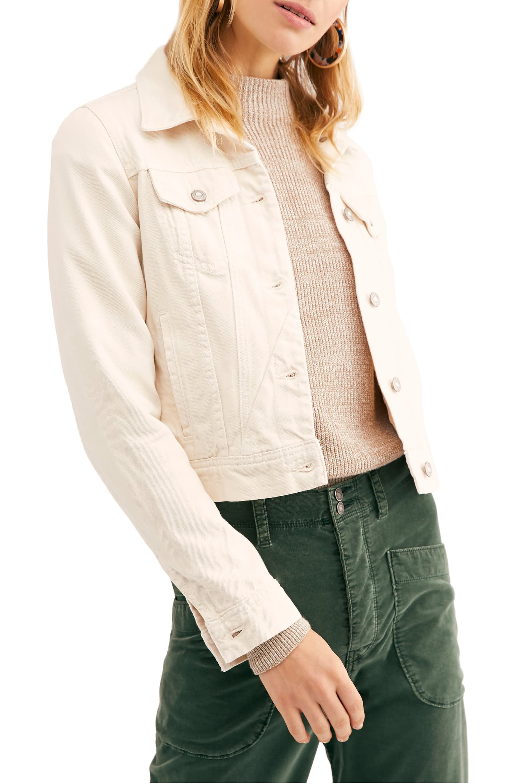 Free People Womens Jacket Ivory White 
