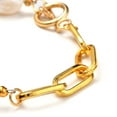 thumbnail image 3 of 1 pc Mother's Day Jewellery Natural Baroque Pearl Keshi Pearl Beaded Bracelets with Iron Paperclip Chains and 304 Stainless Steel Toggle Clasps Golden 7.28~7.68 inch(18.5~19.5cm), 3 of 6