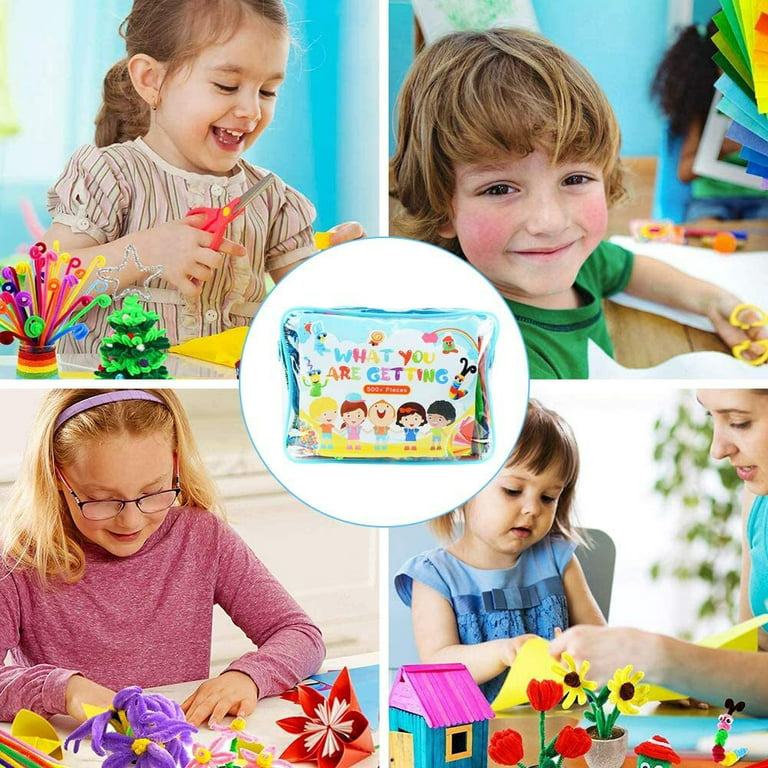 1000Pcs DIY Art Craft Sets Kids Crafting Supplies Kits Include Felt Glitter  Feather Buttons Sequins Educational Birthday Gifts - AliExpress