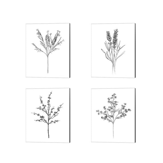 Great Art Now Field Flower by Annie Warren 4 Piece Canvas Art Set Each 12"W x 15"H