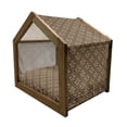 thumbnail image 2 of Yellow Damask Pet House, Baroque Style Floral in Symmetrical Geometric Frames, Outdoor & Indoor Portable Dog Kennel with Pillow and Cover, 5 Sizes, Earth Yellow Pale Yellow, by Ambesonne, 2 of 5