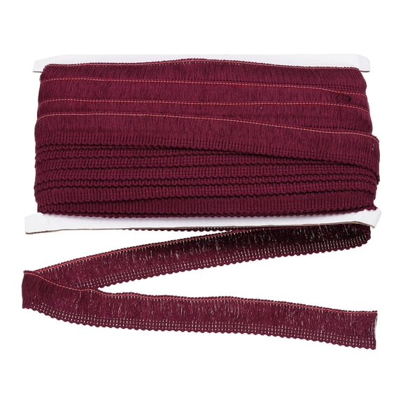 Uxcell 27 Yard 1 Inch Tassel Fringe Trim Polyester Lace Ribbon Sewing Trim for Clothing Cushions Pillow Curtain Home Decorations DIY Crafts, Burgundy