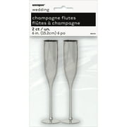 Unique Industries Silver Plastic Champagne Flute Favors, 2-Count
