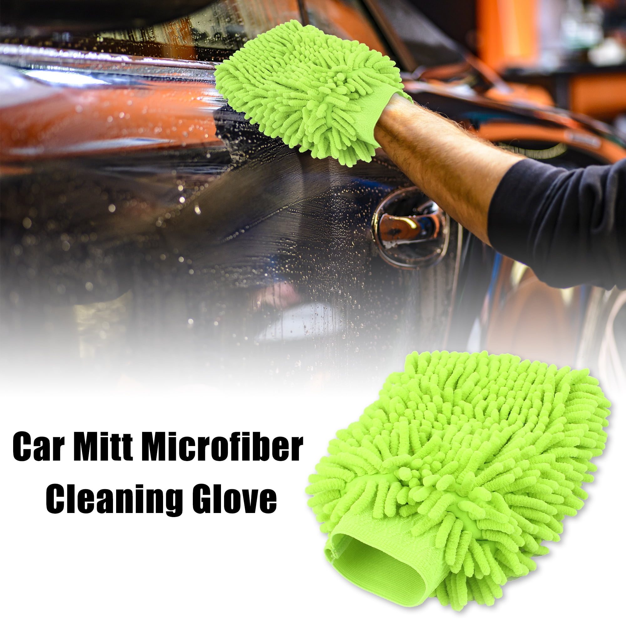 2 Pieces, Gray BIGLUFU Car Wash Mitt,Soft and Non Scratches Elastic Household Cleaning Gloves Often Used in Car Cleaning 