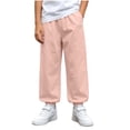 thumbnail image 2 of LvhaoGJOB Kids' Jogger Pants - Soft, Elastic Waist & Pockets - Pink 14-15 Years, 2 of 5