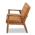 thumbnail image 4 of Baxton Studio Sorrento Mid-Century Modern Tan Faux Leather Upholstered and Walnut Brown Finished Wood Loveseat, 4 of 9