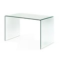 GDF Studio Eldon Modern Glam Tempered Glass Writing Desk, Clear