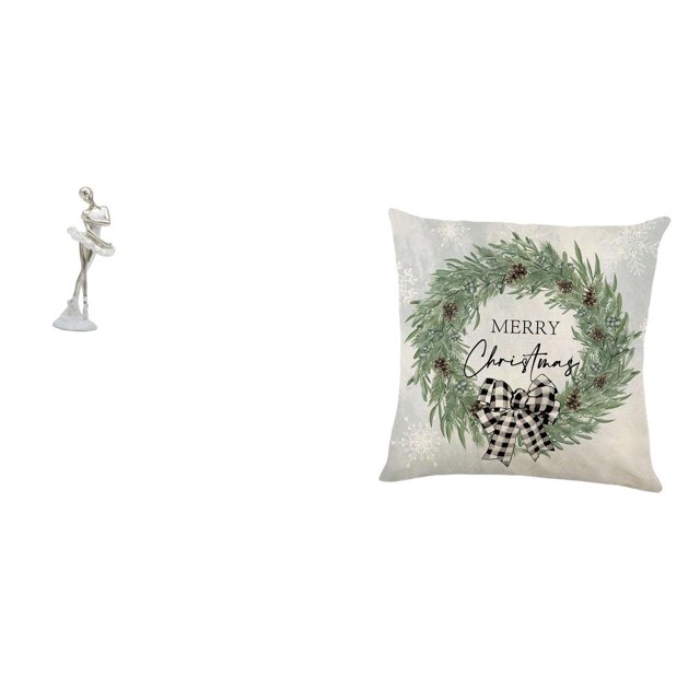 Elegante escultura de bailarina con funda de almohada navideña, decoración creativa y moderna para dormitorio, sofá, oficina y hogar.