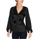 thumbnail image 1 of INC Blusa cruzada con manga de blusón para mujer, negro, mediano I-N-C Envolver, 1 of 2