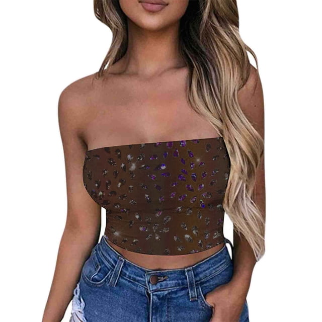 Tube Tops, Womens Printed Strapless Yoga Exercise Chest Wrap Pullover