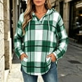 thumbnail image 2 of Hoodie for Women Long Sleeve Plaid Fall Winter Casual Sweatshirt Mid Length Drawstring Detail Relaxed Fit Stylish Everyday Sweatshirts, 2 of 9