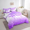 thumbnail image 3 of Homewish Gradient Bowknot 7pcs Bedding Comforter Set For Female Men Adults,Dreamy Princess Queen Bedding Sets Super Cozy,Ombre Stars Print Queen Sheet Sets,Lightweight Room Decor,Reversible, 3 of 8