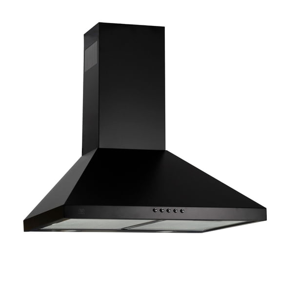 Campana para cocina de pared piramidal 60 cm Acero Inoxidable, 3 Velocidades, Doble Filtro de malla lavable y Filtro de carbón activado, Luz LED, Extrae y Purifica Negro AVERA CEP60N