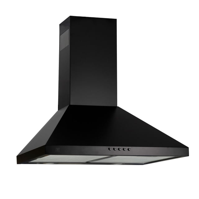 Campana para cocina de pared piramidal 60 cm Acero Inoxidable, 3 Velocidades, Doble Filtro de malla lavable y Filtro de carbón activado, Luz LED, Extrae y Purifica Negro AVERA CEP60N
