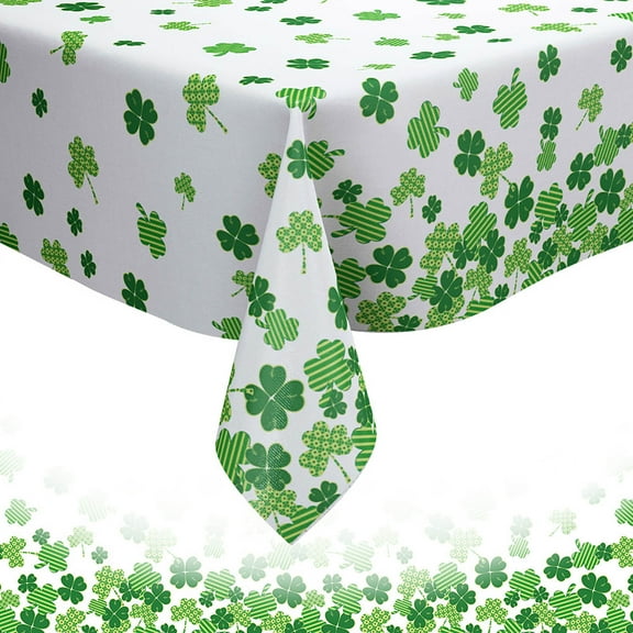 KCEHTA St Patricks Day Tablecloth Rectangle Washable Green Shamrock Table Cloth Spring Party Decor