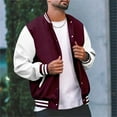 thumbnail image 6 of WTOBBY Men's Loose Fit Baseball Jersey Jacket, Casual Versatile Cardigan Style, Fashionable Outerwear for Street Style and Daily Wear,Wine L, 6 of 6