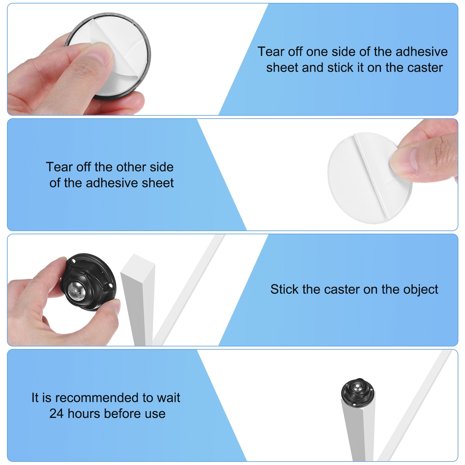 Uxcell 8-Pack Self Adhesive Caster Wheels for Appliances, Nickel Plated Steel Balls 360°Rotation Small Casters SwivelAppliance Slider [Black]