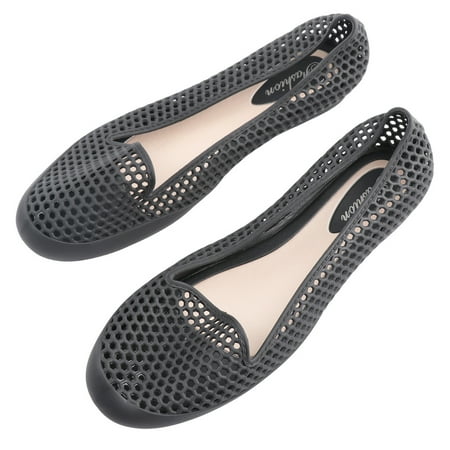 

Beach Shoes Breathable Cool Durable Simple Hollow Plastic Shallow Flat Leisure Shoes for Outdoor (Black 38 Yard)