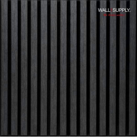 Wall!Supply UltrAcoustic Eco Tile Anthracite - 3D Acoustic Polystyrene Wall Panels - Easy DIY Installation - Dark Gray Wood Look Finish - Set of 6 Panels (10.87 sq ft)
