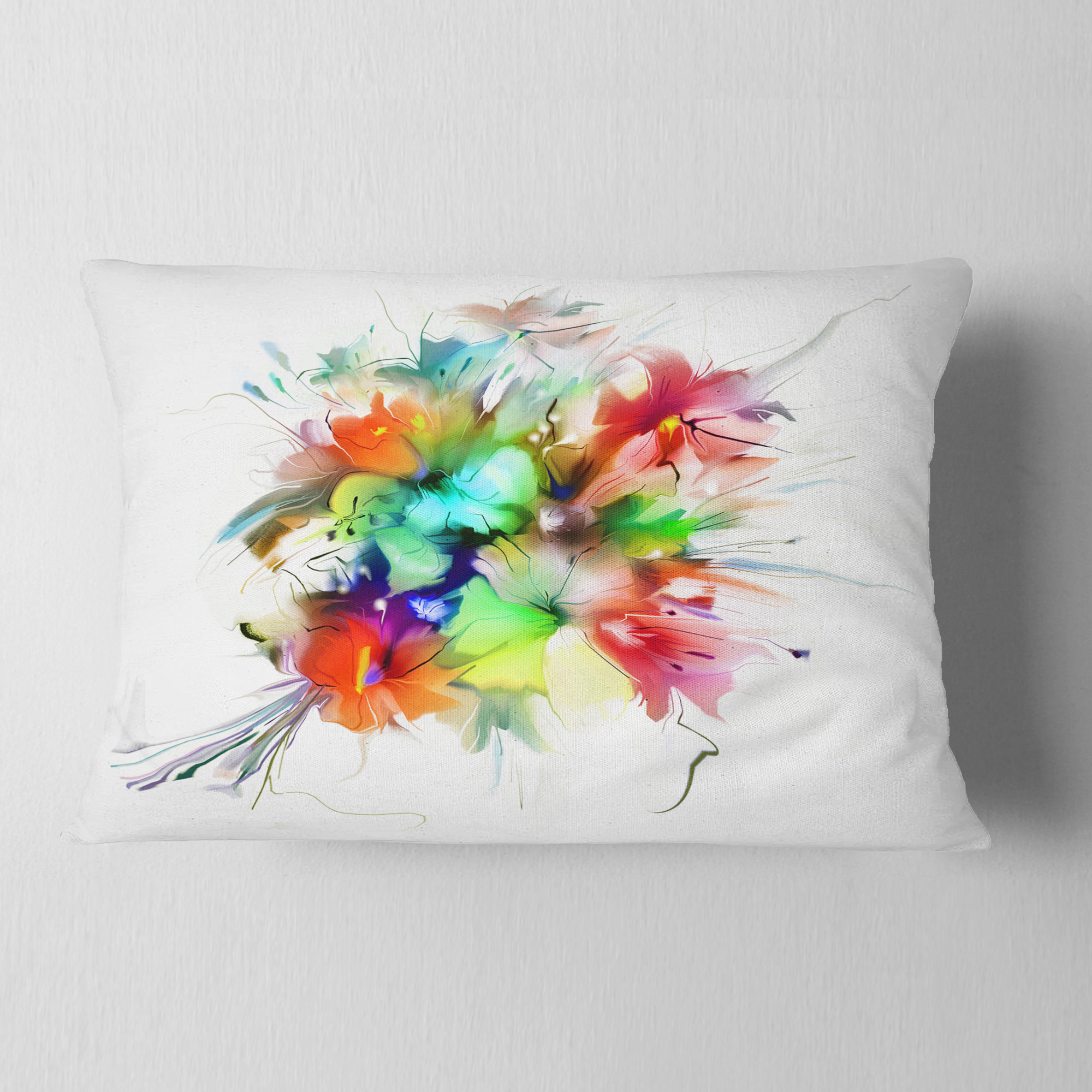 Designart Summer Flowers in Different Colors - Floral Throw Pillow - 12x20