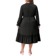 thumbnail image 4 of DARING DIVA Women's Plus Size Ruffle V Neck Long Sleeve Midi Casual Dress 4X Black, 4 of 6