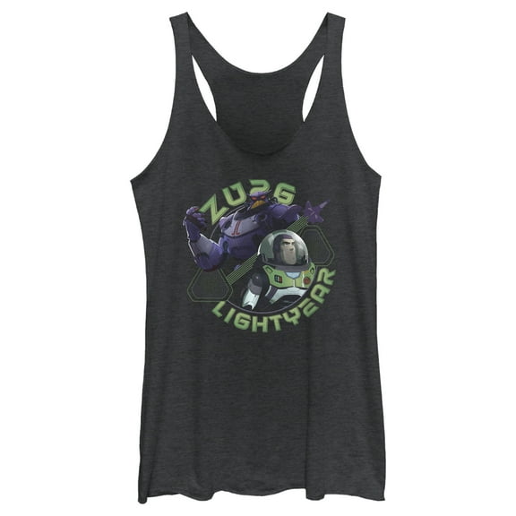 Women's Lightyear Zurg and Lightyear  Racerback Tank Top Black Heather Small