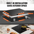 thumbnail image 5 of Electric Cooktop 24 Inch, 4 Burners Built-in Stove Top 6000W, Ceramic Radiant Cooktop, Knob Control, 11 Heat Levels, 220-240V, Hardwire, 5 of 7