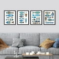 thumbnail image 3 of PixonSign Framed Wall Art Coastal Charm Wooden Fish Illustrations Posters, Set of 4 Rustic Nautical Fine Art Multicolor Boho Canvas Prints for Bedroom, Living Room, Office - 12"x16" Black, 3 of 5